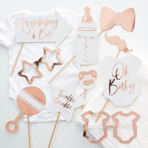 Rose Gold Baby Girl Shower - Photo Booth Props